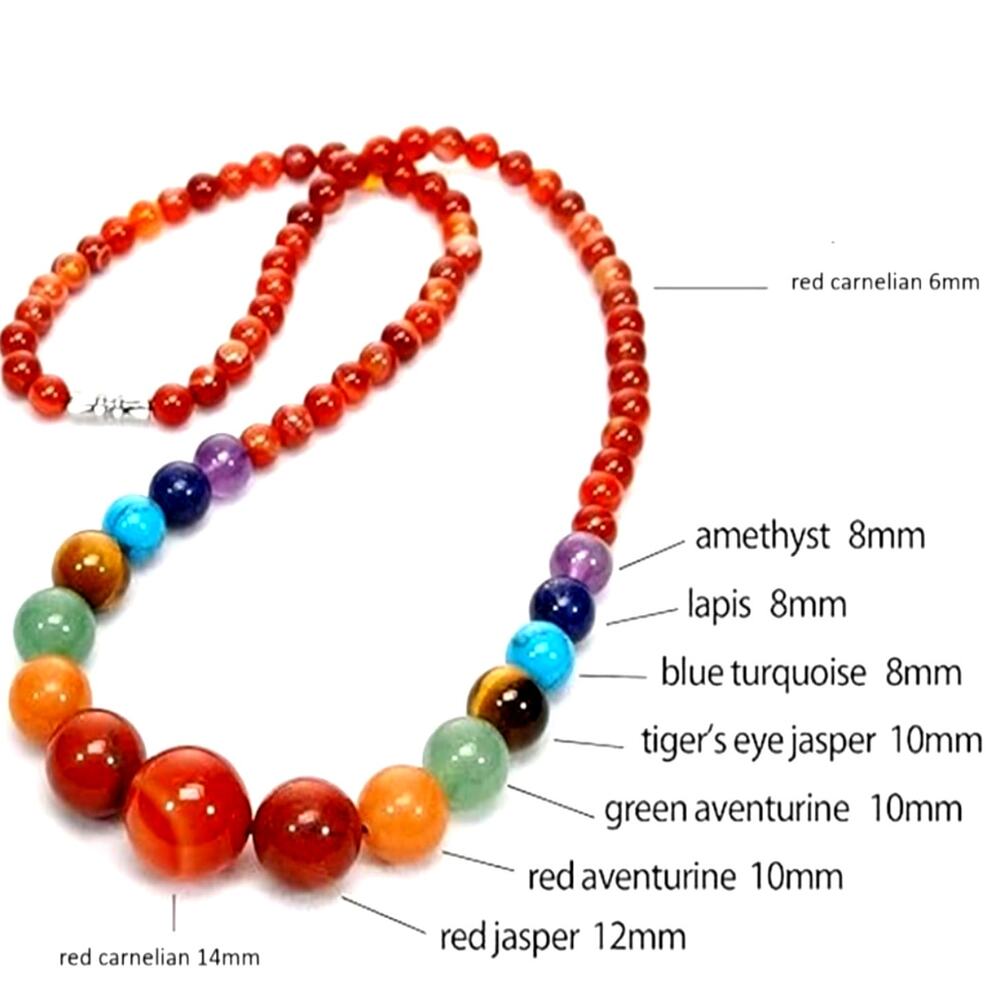 Seven Chakra Gemstone Necklace | Natural Stone Energy Jewelry